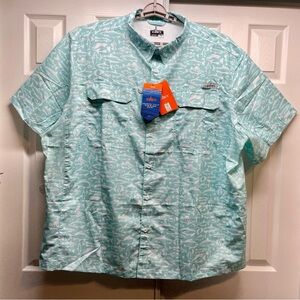 NWT Habit Men’s 4XL Coastal Villa River Shirt Light Blue Fish Print - Vented